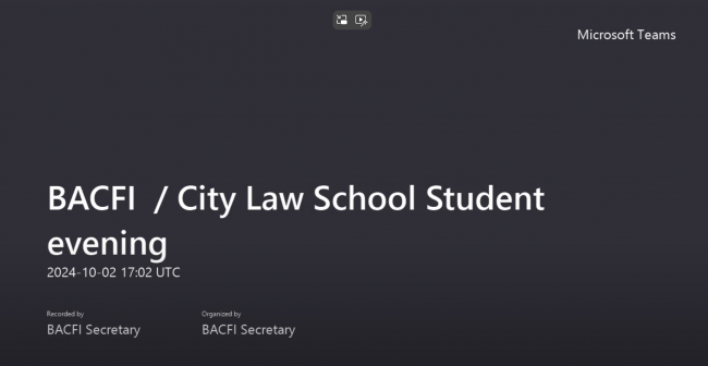 BACFI City Law School Student Evening Webinar